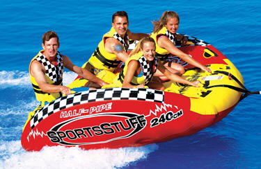 inflateable pulled by speed boat